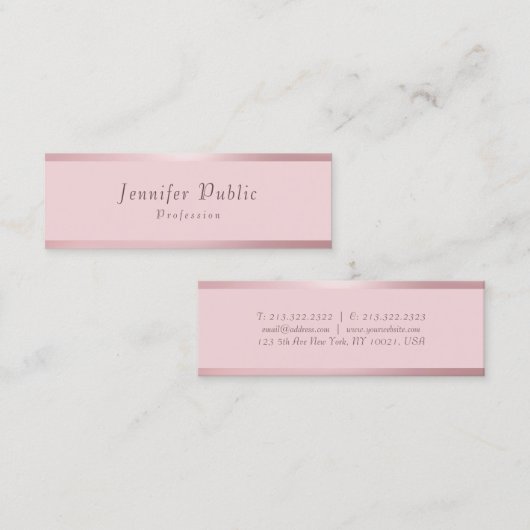 Carte De Visite Mini Rose moderne élégant Gold Elegant Simple Modèle (Devant / Derrière)