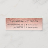 Carte De Visite Mini rose moderne feuille d'or chevelure de maquillage  (Dos)