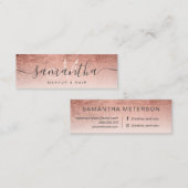 Carte De Visite Mini rose moderne feuille d'or chevelure de maquillage  (Devant / Derrière)