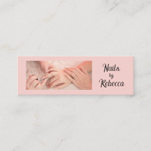 Carte De Visite Mini Rose Pâle Noir Écriture Photo Vernis à Ongles Manu
