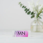 Carte De Visite Mini Rose Poudrée avec Texture Blanche et Monogramme Ch (Debout devant)