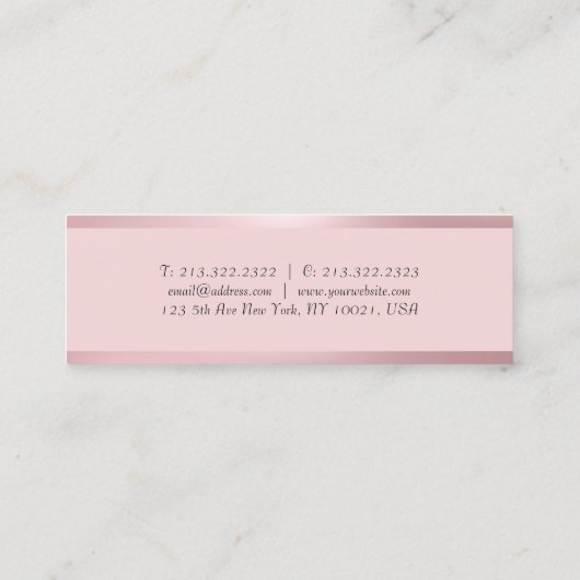 Carte De Visite Mini Rose tendance Or moderne Elégant Modèle simple (Dos)