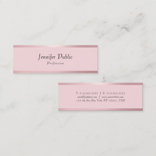 Carte De Visite Mini Rose tendance Or moderne Elégant Modèle simple (Devant / Derrière)