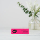 Carte De Visite Mini Rouge à lèvres rose et noir (Debout devant)