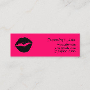 Carte De Visite Mini Rouge à lèvres rose et noire
