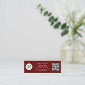 Carte De Visite Mini Rouge Ajouter votre logo QR Code Promotion de text (Debout devant)
