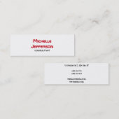 Carte De Visite Mini Rouge blanc clair et fin (Devant / Derrière)