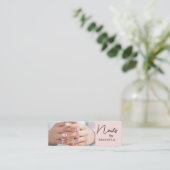 Carte De Visite Mini Rouge Gland Noir Écriture Photo Artiste Ongles (Debout devant)