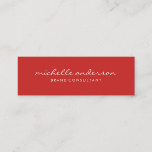 Carte De Visite Mini Rouge minimaliste avec texte cursif