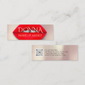 Carte De Visite Mini Rouge Rose Lips QR Code Logo Maquillage Lipstick G (Devant / Derrière)