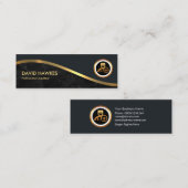 Carte De Visite Mini Royal Gold Wave Grey Grunge Chauffeur (Devant / Derrière)