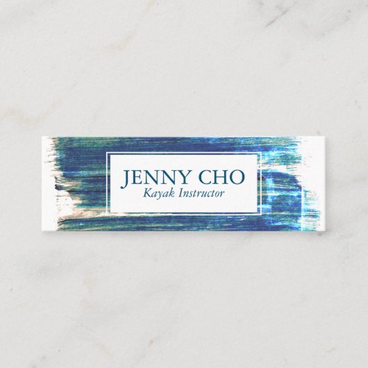 Carte De Visite Mini Rustic Blues peinture rayé à la main peint (Devant)