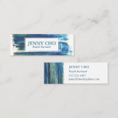 Carte De Visite Mini Rustic Blues peinture rayé à la main peint (Devant / Derrière)