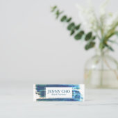 Carte De Visite Mini Rustic Blues peinture rayé à la main peint (Debout devant)