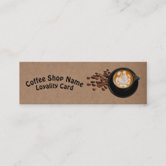 Carte De Visite Mini Rustic Kraft Coffee Cups Coffee Beans (Devant)