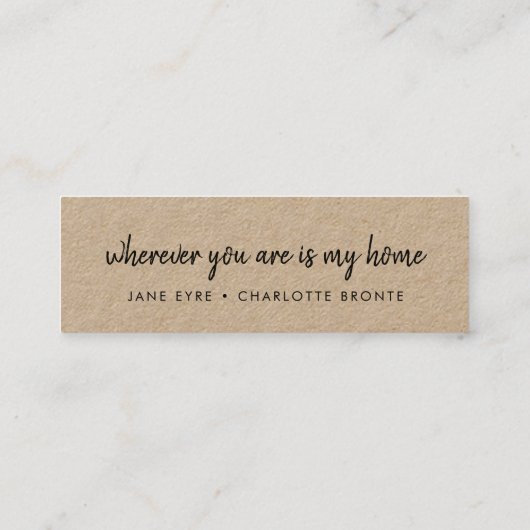 Carte De Visite Mini Rustic Kraft | Wedding Favor Mini Bookmark Card (Dos)