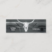 Carte De Visite Mini Rustic Western Charcoal Grey White Bull Cow Skull (Devant)