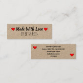 Carte De Visite Mini Rustique de coeurs fait avec amour Papier (Devant / Derrière)