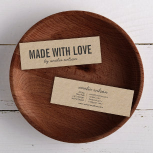 Carte De Visite Mini Rustique Fabriqué avec Amour Kraft Médias Sociaux