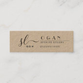 Carte De Visite Mini Rustique Kraft Professional Chic Monogramme noir (Devant)