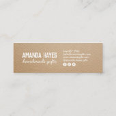 Carte De Visite Mini Rustique moderne brun kraft cadeau fait main vende (Dos)