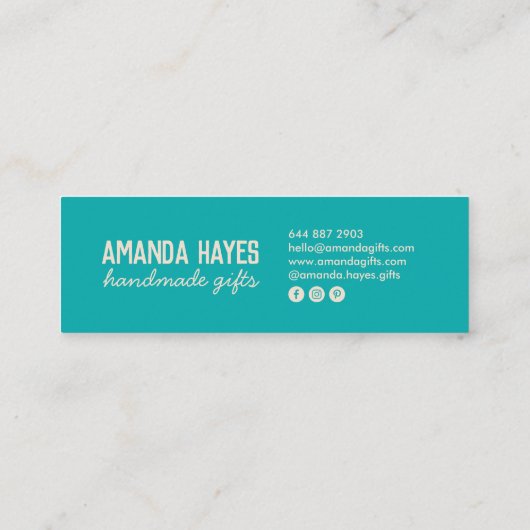 Carte De Visite Mini Rustique moderne turquoise cadeaux fait main vende (Dos)