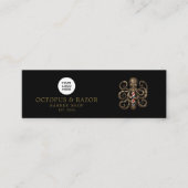 Carte De Visite Mini Salon de coiffure Bronze Pieuvre Code Qr Icônes so (Devant)