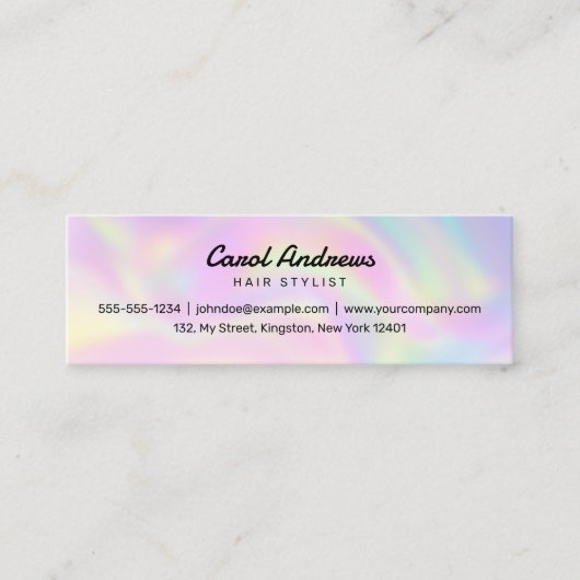 Carte De Visite Mini Salon de coiffure moderne Pastel Holographique (Devant)