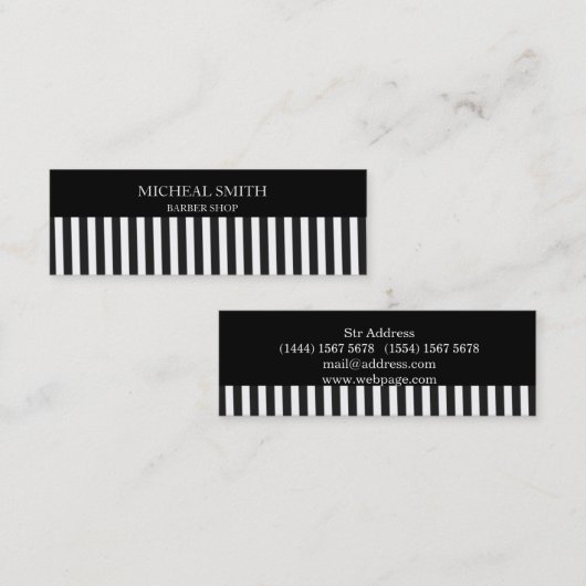 Carte De Visite Mini Salon de coiffure peigne couverture professionnell (Devant / Derrière)