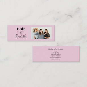 Carte De Visite Mini Salon de coiffure photo script Art Déco rose poudr
