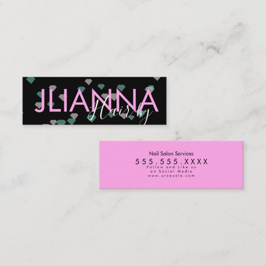 Carte De Visite Mini Salon de maquillage en diamant flottant, ongles (Devant / Derrière)