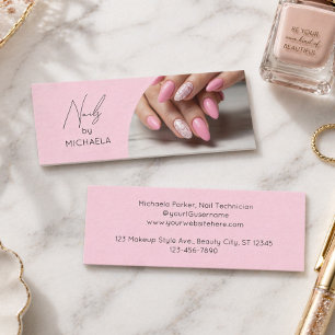 Carte De Visite Mini Salon de Nail Artiste Script Typographie Photo