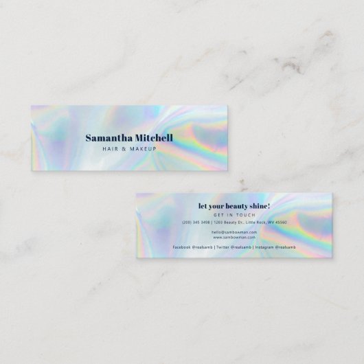 Carte De Visite Mini Salon holographique moderne maquillage de beauté (Devant / Derrière)