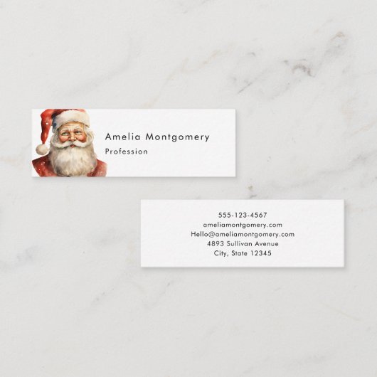 Carte De Visite Mini Santa Claus Retro Christmas (Devant / Derrière)
