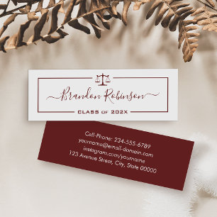 Carte De Visite Mini Scales rouges sombres de justice Étudiant de l'éco