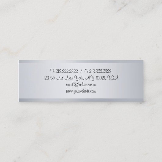 Carte De Visite Mini Script de calligraphie argentée moderne Modèle élé (Dos)