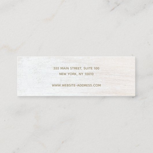Carte De Visite Mini Script de calligraphie Bois blanc Écran d'oreille (Dos)