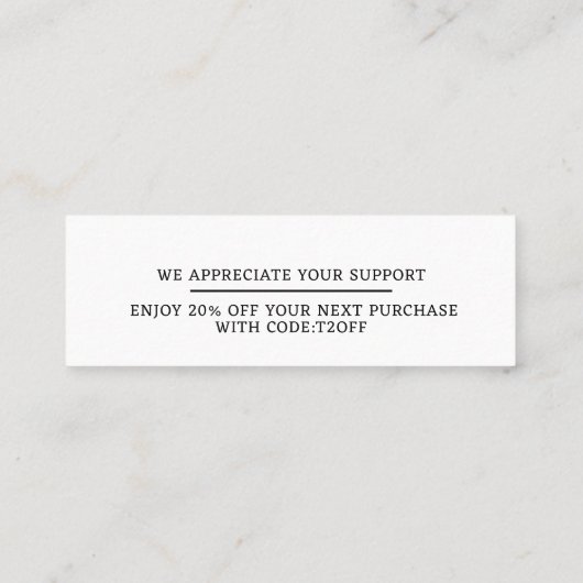 Carte De Visite Mini Script de remise de fidélité Merci (Dos)
