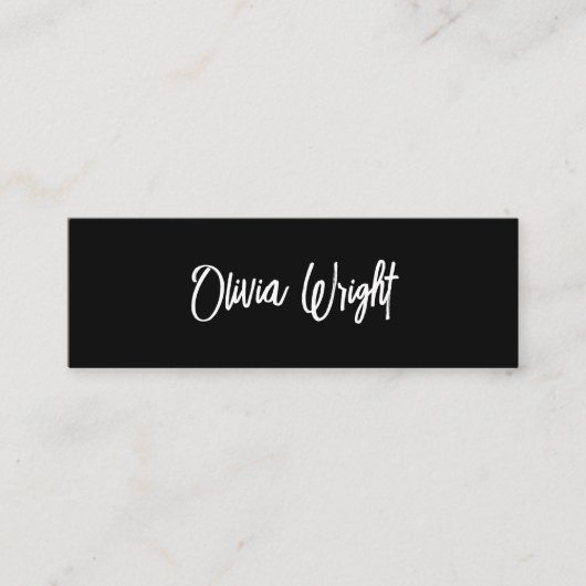 Carte De Visite Mini Script de signature, Mi professionnel noir moderne (Devant)