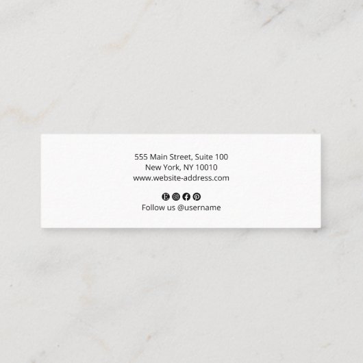 Carte De Visite Mini Script de signature, Mi professionnel noir moderne (Dos)