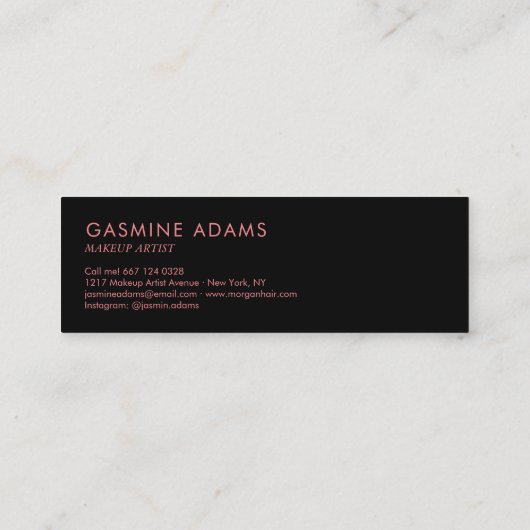 Carte De Visite Mini Script Décontracté moderne chic noir et rose (Dos)