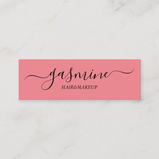 Carte De Visite Mini Script Décontracté moderne chic noir et rose (Devant)