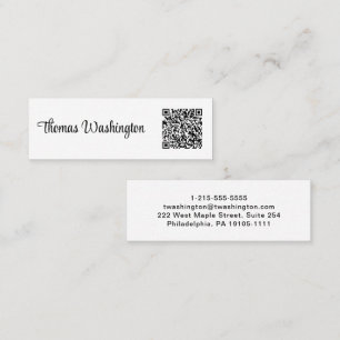 Carte De Visite Mini Script élégant de code QR professionnel minimal
