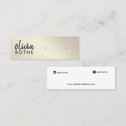 Carte De Visite Mini Script Gold Gradient Boucles d'oreille (Devant / Derrière)