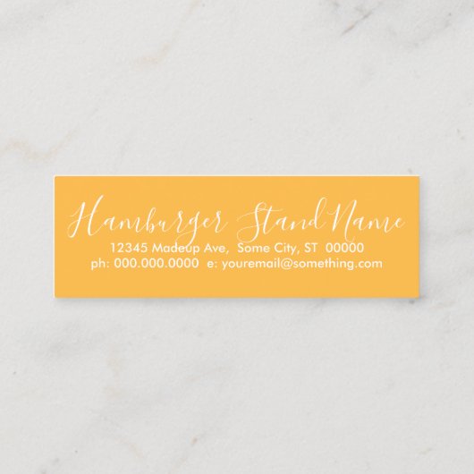 Carte De Visite Mini script hamburgers (Dos)