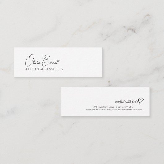 Carte De Visite Mini Script Heart Earring display holder (Devant / Derrière)