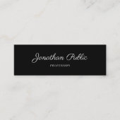 Carte De Visite Mini Script manuel moderne design simple élégant noir (Devant)