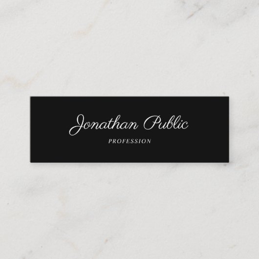 Carte De Visite Mini Script manuel moderne design simple élégant noir (Devant)