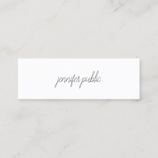 Carte De Visite Mini Script manuscrit élégant moderne Modèle simple (Devant)