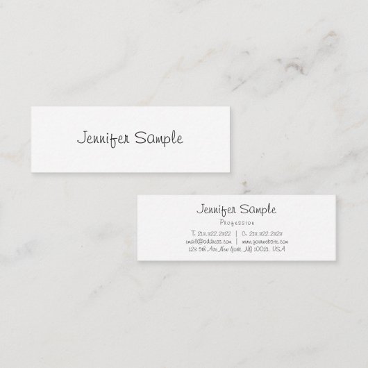 Carte De Visite Mini Script manuscrit Moderne Modèle simple Élégant (Devant / Derrière)